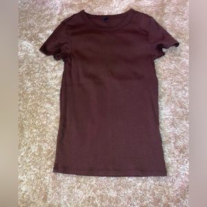 WOMENS BROWN RIBBED FITTED T-SHIRT BUNDLE